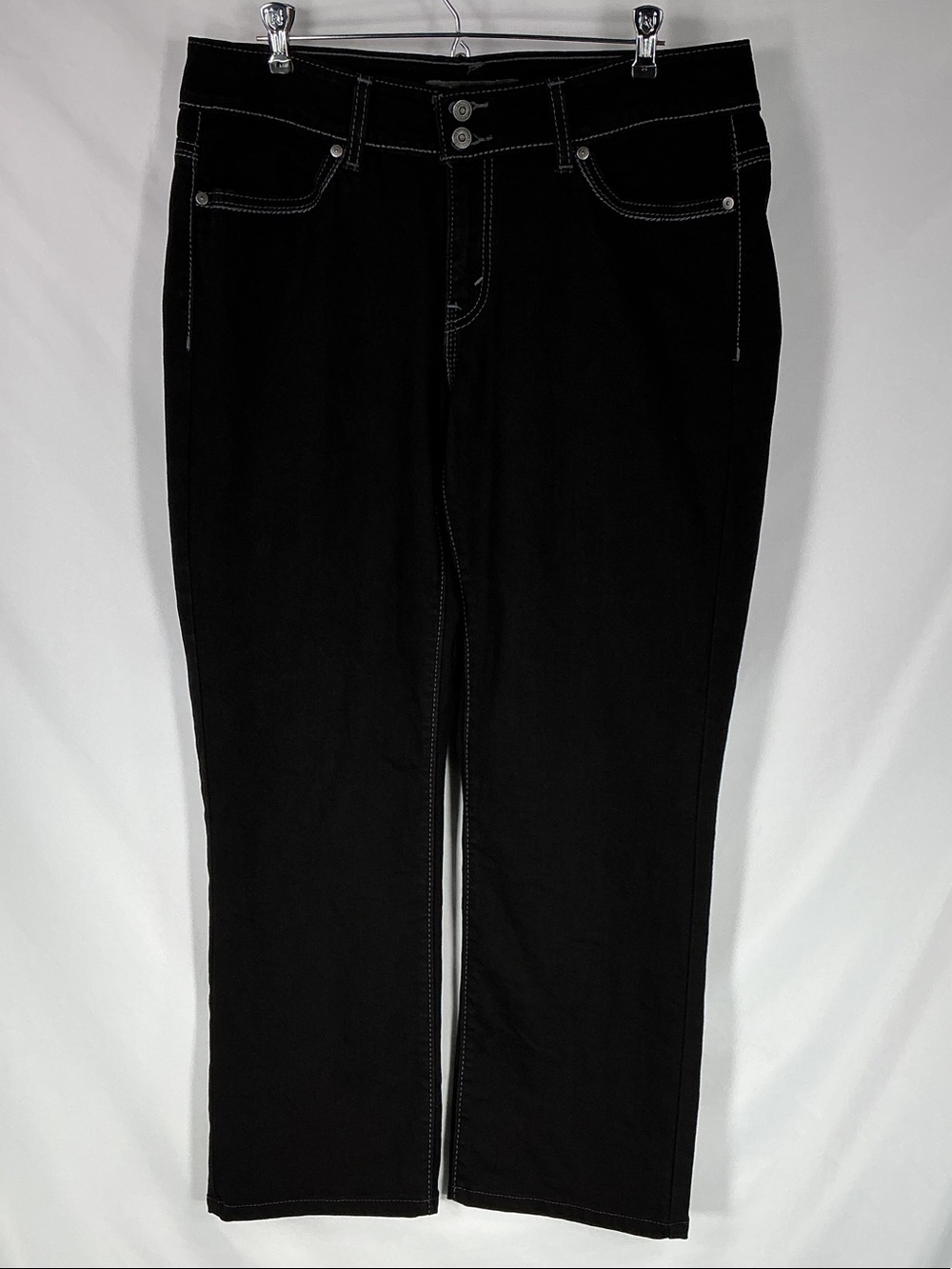 Levi's Our Curvy Straight Double Button Contrast Stitch Jeans Size 14M Black